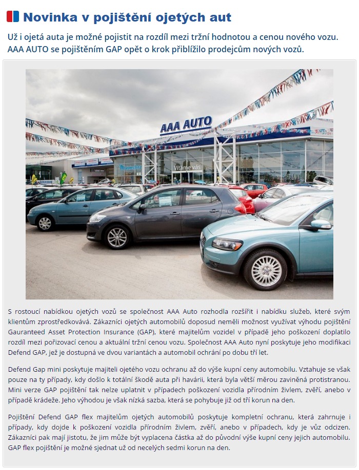 Autoservismagazín: Novinka v pojištění ojetých aut | AAA AUTO auto bazar